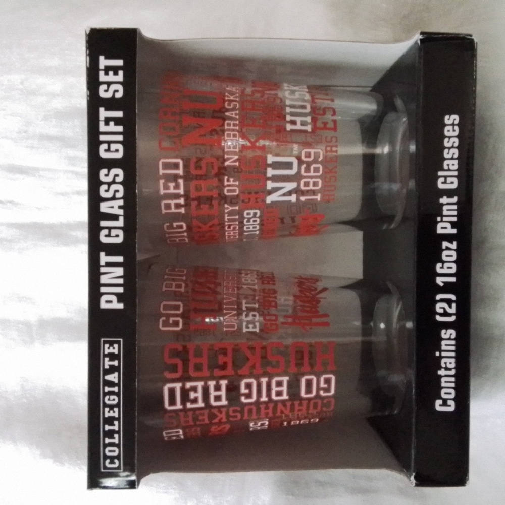 Collegiate Pint Glass Gift Set,  University of Nebraska